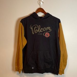 Black Volcom Hoodie w/ brown sleeves. Size L